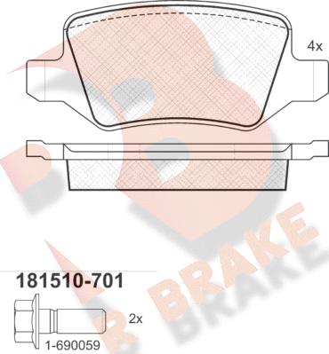 R Brake RB1510-701 - Komplet Pločica, disk-kočnica www.molydon.hr