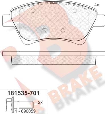 R Brake RB1535-701 - Komplet Pločica, disk-kočnica www.molydon.hr