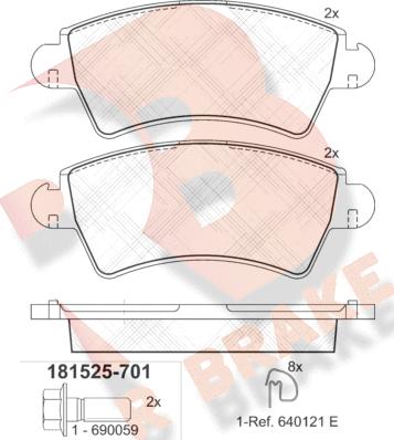 R Brake RB1525-701 - Komplet Pločica, disk-kočnica www.molydon.hr