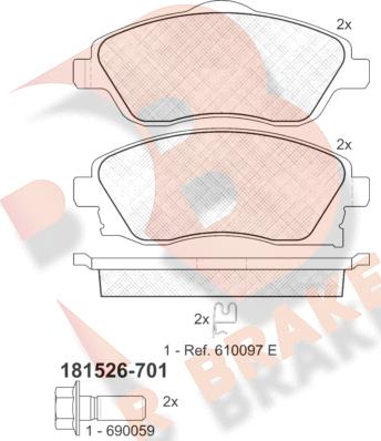 R Brake RB1526-701 - Komplet Pločica, disk-kočnica www.molydon.hr