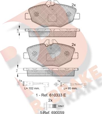 R Brake RB1527-701 - Komplet Pločica, disk-kočnica www.molydon.hr