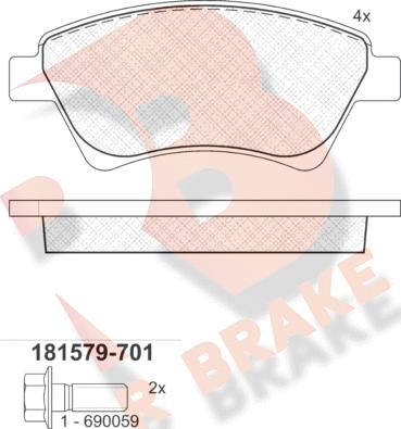 R Brake RB1579-701 - Komplet Pločica, disk-kočnica www.molydon.hr