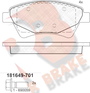 R Brake RB1649-701 - Komplet Pločica, disk-kočnica www.molydon.hr