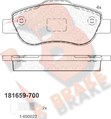 R Brake RB1659-700 - Komplet Pločica, disk-kočnica www.molydon.hr