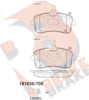 R Brake RB1656-700 - Komplet Pločica, disk-kočnica www.molydon.hr