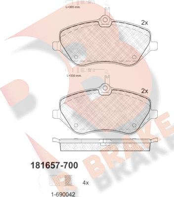 R Brake RB1657-700 - Komplet Pločica, disk-kočnica www.molydon.hr