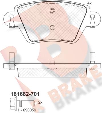 R Brake RB1682-701 - Komplet Pločica, disk-kočnica www.molydon.hr