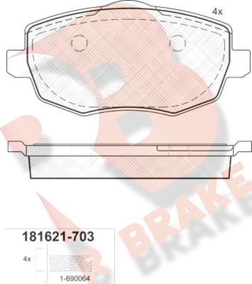 R Brake RB1621-703 - Komplet Pločica, disk-kočnica www.molydon.hr