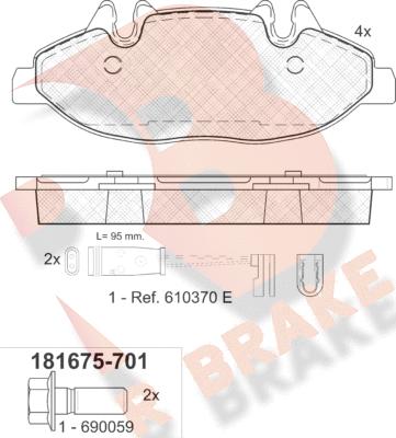 R Brake RB1675-701 - Komplet Pločica, disk-kočnica www.molydon.hr