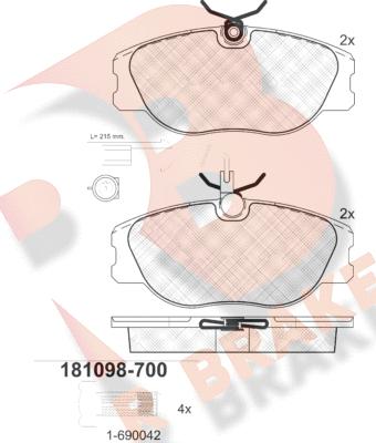 R Brake RB1098-700 - Komplet Pločica, disk-kočnica www.molydon.hr