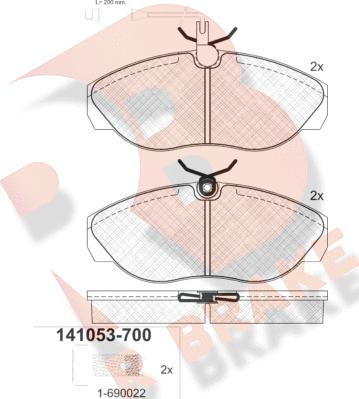 R Brake RB1053-700 - Komplet Pločica, disk-kočnica www.molydon.hr