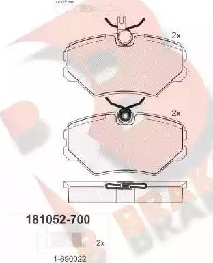 R Brake RB1052-700 - Komplet Pločica, disk-kočnica www.molydon.hr