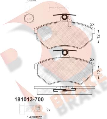 R Brake RB1013-700 - Komplet Pločica, disk-kočnica www.molydon.hr