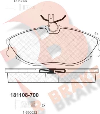 R Brake RB1108-700 - Komplet Pločica, disk-kočnica www.molydon.hr