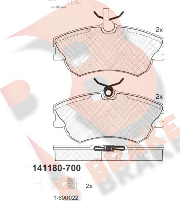 R Brake RB1180-700 - Komplet Pločica, disk-kočnica www.molydon.hr