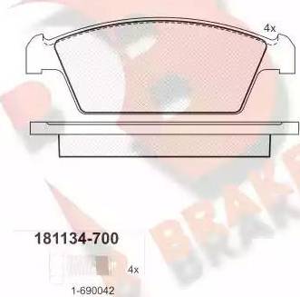 R Brake RB1134-700 - Komplet Pločica, disk-kočnica www.molydon.hr