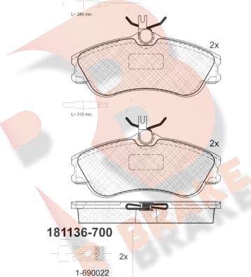 R Brake RB1136-700 - Komplet Pločica, disk-kočnica www.molydon.hr