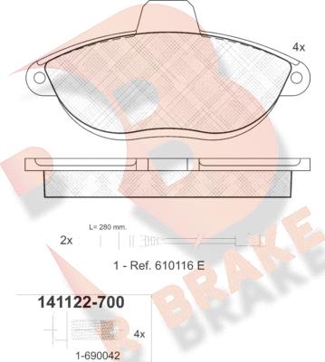 R Brake RB1122-700 - Komplet Pločica, disk-kočnica www.molydon.hr