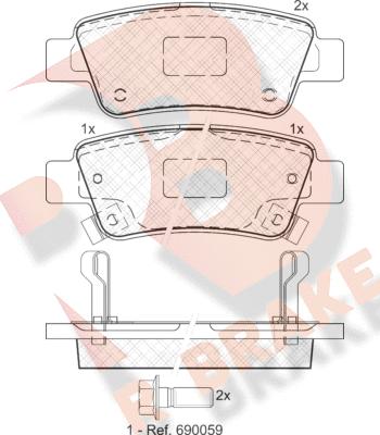 R Brake RB1888 - Komplet Pločica, disk-kočnica www.molydon.hr