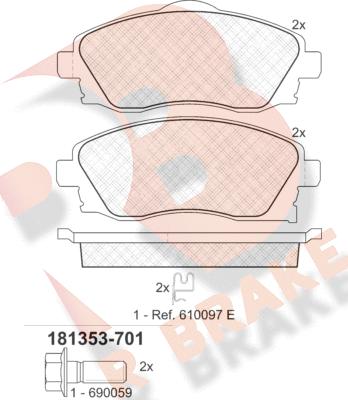 R Brake RB1353-701 - Komplet Pločica, disk-kočnica www.molydon.hr