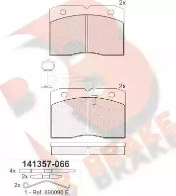 R Brake RB1357-066 - Komplet Pločica, disk-kočnica www.molydon.hr