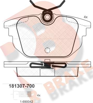 R Brake RB1307-700 - Komplet Pločica, disk-kočnica www.molydon.hr