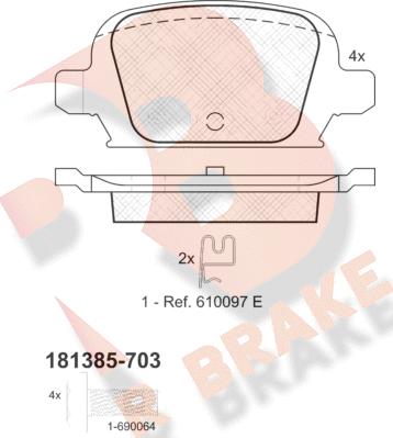 R Brake RB1385-703 - Komplet Pločica, disk-kočnica www.molydon.hr