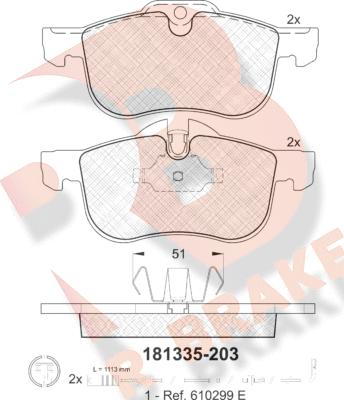 R Brake RB1335 - Komplet Pločica, disk-kočnica www.molydon.hr