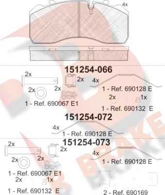 R Brake RB1254-073 - Komplet Pločica, disk-kočnica www.molydon.hr