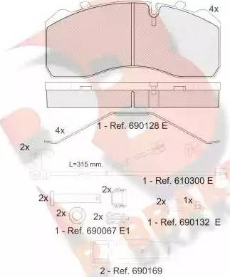 R Brake RB1254-217 - Komplet Pločica, disk-kočnica www.molydon.hr