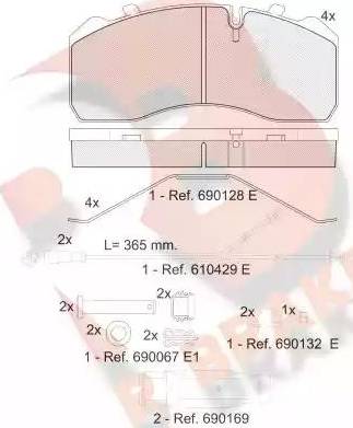 R Brake RB1254-225 - Komplet Pločica, disk-kočnica www.molydon.hr