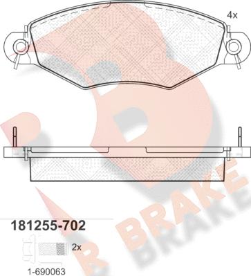 R Brake RB1255-702 - Komplet Pločica, disk-kočnica www.molydon.hr