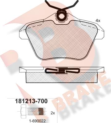 R Brake RB1213-700 - Komplet Pločica, disk-kočnica www.molydon.hr