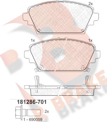 R Brake RB1286-701 - Komplet Pločica, disk-kočnica www.molydon.hr