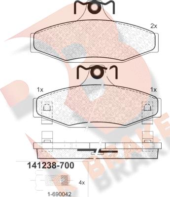 R Brake RB1238-700 - Komplet Pločica, disk-kočnica www.molydon.hr