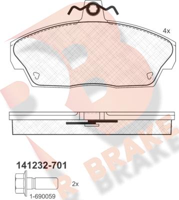 R Brake RB1232-701 - Komplet Pločica, disk-kočnica www.molydon.hr