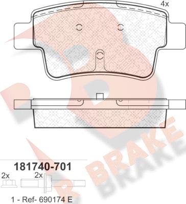 R Brake RB1740-701 - Komplet Pločica, disk-kočnica www.molydon.hr