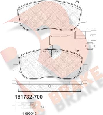 R Brake RB1732-700 - Komplet Pločica, disk-kočnica www.molydon.hr