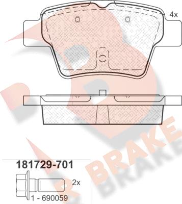 R Brake RB1729-701 - Komplet Pločica, disk-kočnica www.molydon.hr