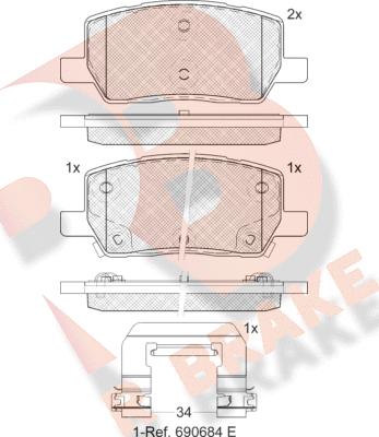 R Brake RB2461 - Komplet Pločica, disk-kočnica www.molydon.hr