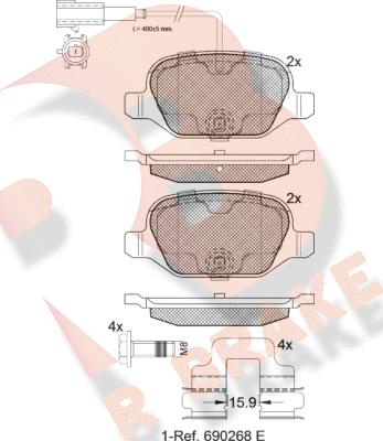 R Brake RB2038 - Komplet Pločica, disk-kočnica www.molydon.hr