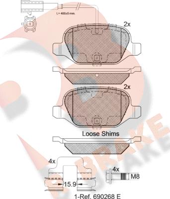 R Brake RB2037-203 - Komplet Pločica, disk-kočnica www.molydon.hr