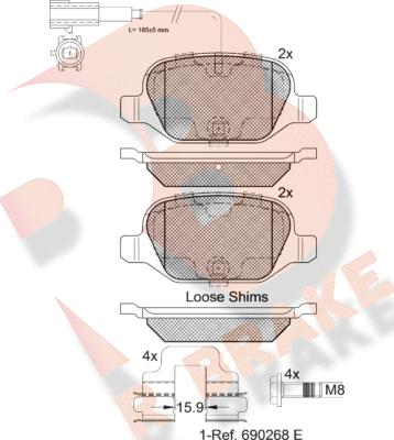 R Brake RB2037 - Komplet Pločica, disk-kočnica www.molydon.hr