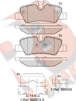 R Brake RB2190 - Komplet Pločica, disk-kočnica www.molydon.hr