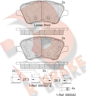 R Brake RB2108 - Komplet Pločica, disk-kočnica www.molydon.hr