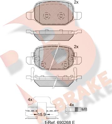 R Brake RB2127 - Komplet Pločica, disk-kočnica www.molydon.hr