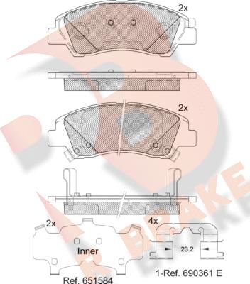 R Brake RB2178-233 - Komplet Pločica, disk-kočnica www.molydon.hr