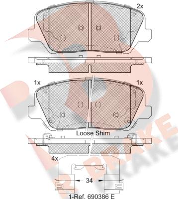 R Brake RB2239 - Komplet Pločica, disk-kočnica www.molydon.hr