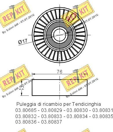 REPKIT RKT1899 - Vodeći valjak , klinasti rebrasti remen  www.molydon.hr