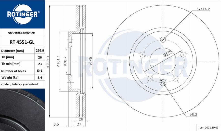 Rotinger RT 4551-GL - Kočioni disk www.molydon.hr